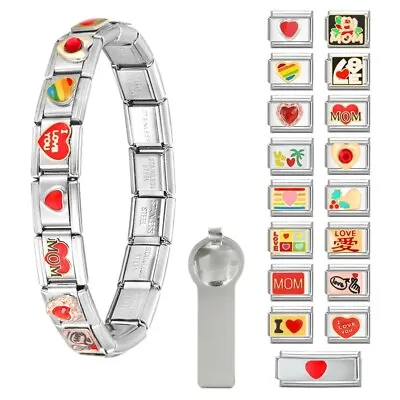 Italian Charm Bracelet Stainless Steel For Mother's Day 9mm Modular Links Gift • £2.13