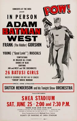 Batman Young Rascals Shea Stadium Concert Poster Replica 13 X 19  Photo Print  • $16.96