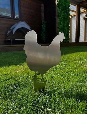 Large Metal Chicken Hen Cockerel Rooster Garden Ground Stainless Steel • £18.89