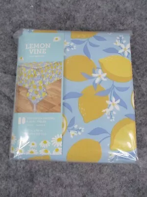 Spring Tablecloth 60x84 Lemon Vine Blue Vinyl Oblong Oval Tables Flower NEW • $8.96