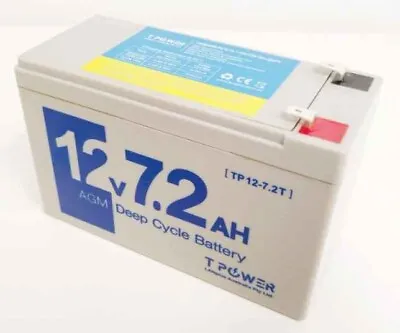 Tpower 12V 7.2Ah SLA AGM Battery For UPS Home Alarm Toy Car NBN Auto Gate • $28.99