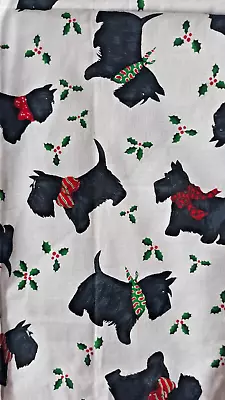 Scottie Dogs & Holly  Daisy Kingdom Cotton Fabric- 32  X 44  • $6.99