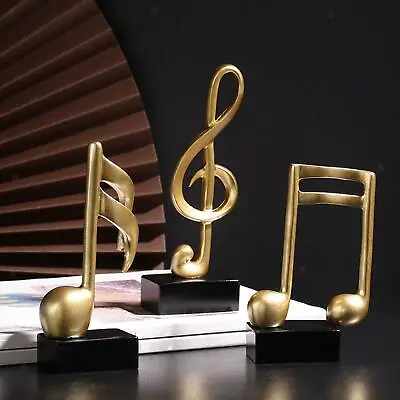 3Pcs/Set Music Note Sculpture Musical Notation Ornament For Desk Decoration • £16.59