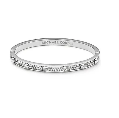 New Michael Kors Astor Silver Tone Crystal Pave Stud  Bangle Bracelet Mkj3268 • $131.99