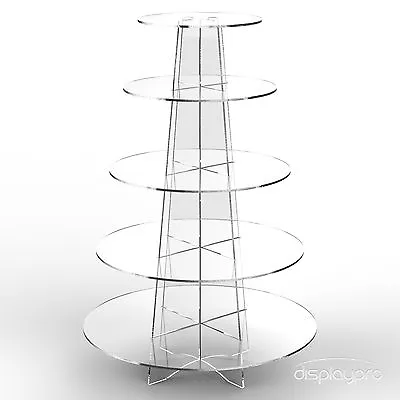 £28.85 • Buy Displaypro 5 Tier Acrylic Cupcake Display Stand Cup Cake Party Holder - Round