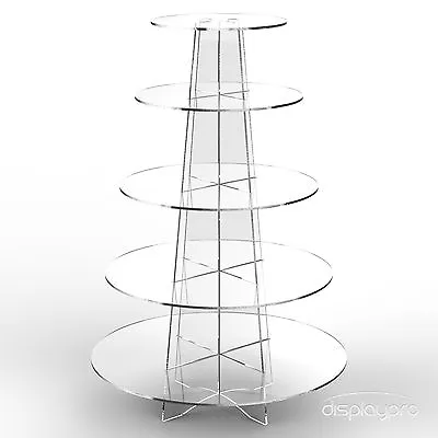 Displaypro 5 Tier Acrylic Cupcake Display Stand Cup Cake Party Holder - Round • £39.13