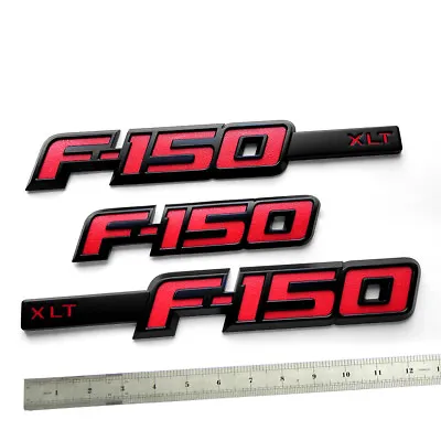 3x OEM F-150 XLT Emblem Badge Fender Rear 3D Fits F150 F Black Red Genuine Parts • $41.72