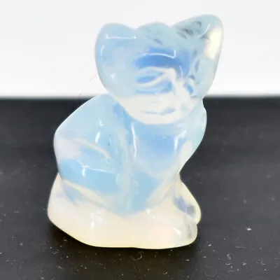 Hand Carved Synthetic Opal Gemstone Tiny Miniature Kitty Cat Kitten Figurine • $8.39
