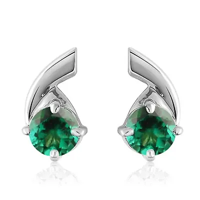 2.49Ct Round Shape Natural Zambian Green Emerald Studs In 925 Sterling Silver • $26