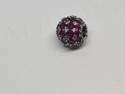 BNEW Authentic Pandora Sparkling Pave Round Pink Charm Ale S925  • $59.99