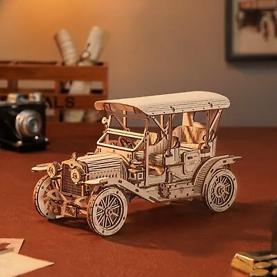 ROKR MC801 Vintage Car 3D Wooden Puzzle Model Decor For Kids Adults Toys Gift • $28.99