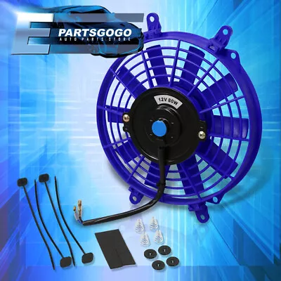 X1 9  Inch 12V Electric Slim Push Pull Radiator Cooling Fan Blue + Mounting Kit • $21.99