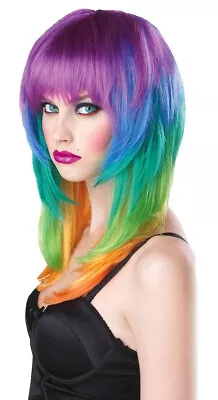 Kaleidoscope Rainbow Layered Punk Rock Women Costume Wig • $20.66