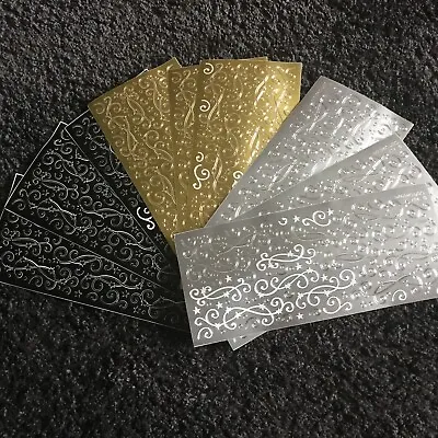 £1.99 • Buy Black, Silver, Gold Peel Offs 9x Sheets Card Making Pack 14