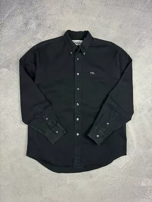 Vintage Saint Lauren YSL Jeans Black Button Up Shirt Cotton Mens Size M • $55