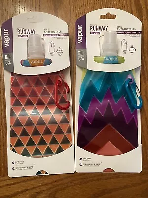 New Vapur Reflex Runway (0.5L/18oz) - 2 Bottles W/Unique Designs & Carabiner • $12.95