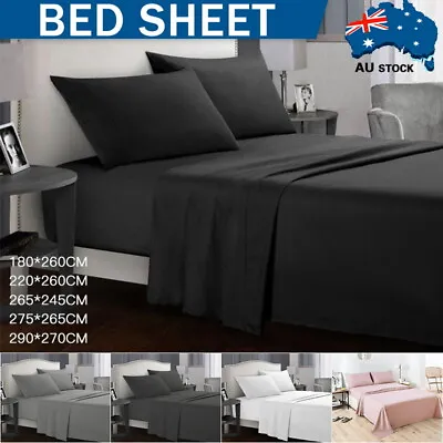 $26.58 • Buy 2000TC Ultra Soft 4Pcs Single/KS/Double/Queen/King Bed Flat Fitted Sheet Set Bed