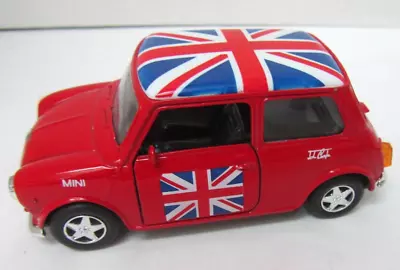 Welly Red Mini Cooper Die-Cast Model W/Flag Print #49045 1/34 • $6.95