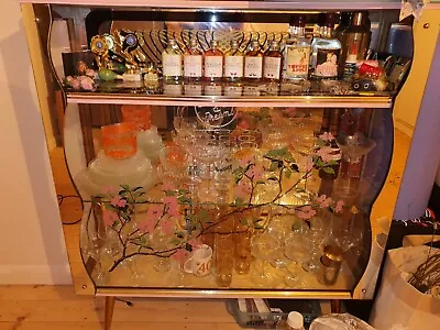 50/60s Upcycled Pretty Pink Mirrored Cocktail Showcase Drinks Cabinet Deco  • £165