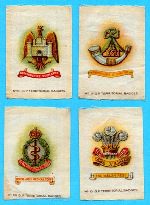 £3.50 • Buy 4 X BDV Cigarette Silks Card  'G P Territorial Badges,  No's 17, 101, 111, 118,
