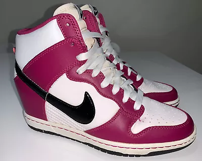 NIKE Dunk Sky Hi Bright Magenta White Wedge Sneakers US 7.5 #26207 • $90