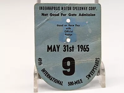 $10.44 • Buy Vintage 1965 Indianapolis 500 Pit Badge Backup Card No 9 Card Only Press Media