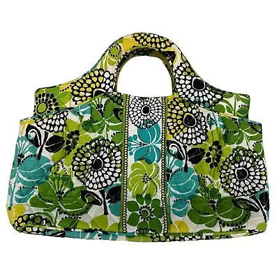 NEW Vera Bradley Satchel Purse Lime's Up Handbag Green White Blue Black Cotton • $26.99