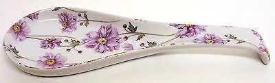 Japanese Anemone Spoon Rest Large Porcelain Ceramic Spoon Rest Hand Decorated UK • £14.90