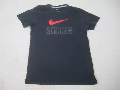 Nike Shirt Adult Small Black Red Swoosh Logo Soccer Fan Player Slim Fit • $12