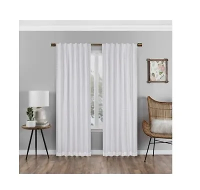 Eclipse Cara One Rod Pocket Curtains Bedroom Single Crochet White 50x95 $99 T053 • $33.99