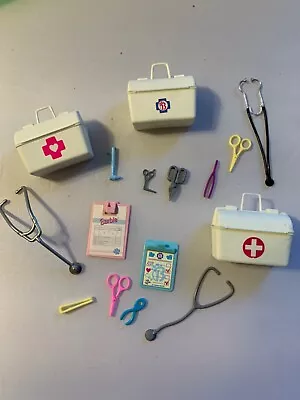 Lot Of Vintage Barbie Doctor Dentist Bags And Accessories (14 Items) • $12.99