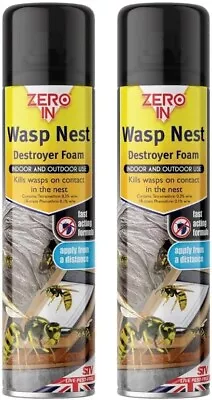 Zero In Wasp Nest Killer Foam Spray 2x300ml Pk • £10.99