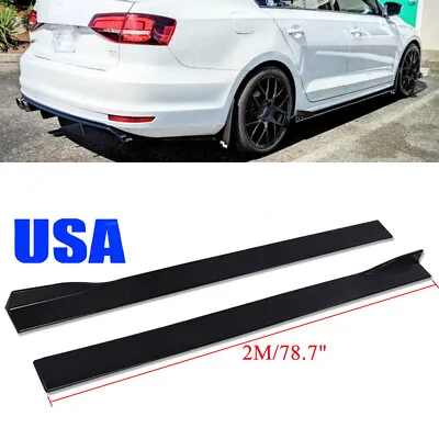 Gloss Black For VW Jetta 78.7  Side Skirts Extension Lip Rocker Splitter Spoiler • $46.95