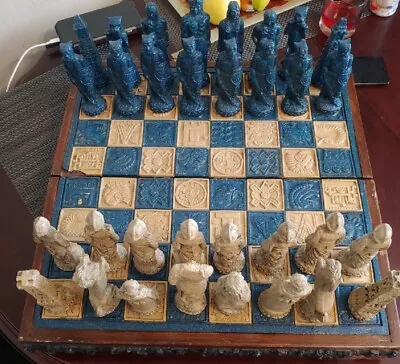 Antique Mayan/Aztec Vs Spanish Conquistador Chess Set Folds For Storage.2 • $118.75