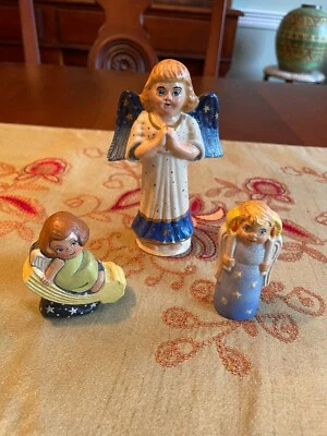 $165 • Buy Lot Of 3 Vaillancourt Folk Art Angels See Description Below