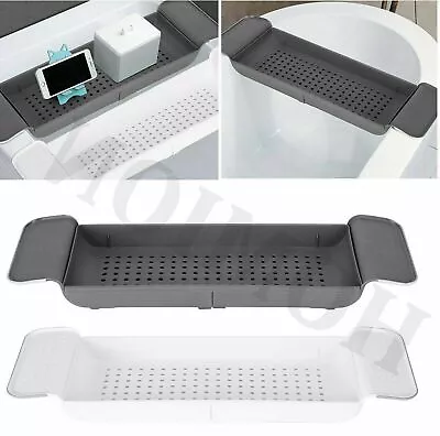 £9.87 • Buy New Plastic Expandable Bath Caddy Bath Tub Rack Bathroom Shelf Bridge Organizer