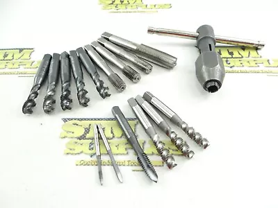 Lot Of 15 Assorted Hss Taps #5-40nc To 9/16 -18nf + Usa Tap Wrench 1/4  -1/2  • $9.95