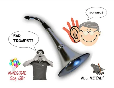 Ear Trumpet Horn For The Hard Of Hearing Crowd.Great Party Gag Gift! All Metal! • £29.14