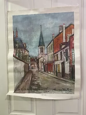 Eglise De Strins (Seine)  Maurice Utrillo Mid Century Print On Canvas 21  X 25  • $32.95