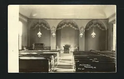 Monona Iowa IA 1909 RPPC Interior Of The M E Church Pews Alter & Old Organ • $15.98