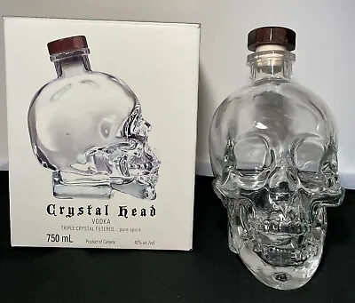 RARE VTG CRYSTAL HEAD VODKA Glass SKULL Bottle 750ML Decagon Spout! (empty) • $150
