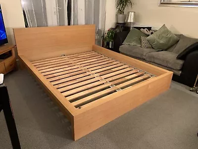 Fantastic IKEA Malm EU King Size Bed Frame Oak Finish + Lade Slats • £140