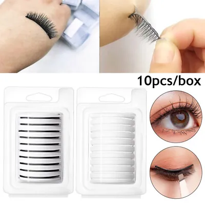 £2.84 • Buy 10 Pieces/Box Reusable Self-Adhesive Eyelash Glue Strip False Eyelashes Black