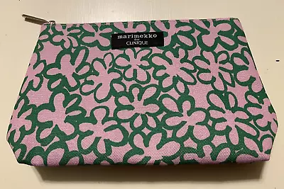 NEW Marimekko ForClinique Makeup Cosmetic Zip Bag Pouch Floral Pink Green • $9.50