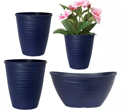 Small Large Round Plant Pot Long Oval Plastic Planter Outdoor Garden Flower Box • £8.99