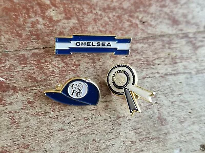 CHELSEA  F C - 3 X OLD  1990's COLLECTABLE  FOOTBALL  Pin  BADGES • £9.49