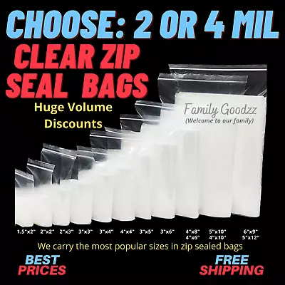 Resealable Seal Clear Plastic 2Mil & 4Mil Zipper Baggies Jewelry/ Parts/ Beads • $56.96