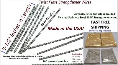 Twist Plate Strengthener Wire - Pick Your Type & Amount Today! Free Ship!  • $24