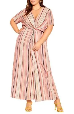 CITY CHIC Takamaka Stripe Maxi Long Dress Plus Size XL AU 22 RRP $119.95 Boho  • $28.99