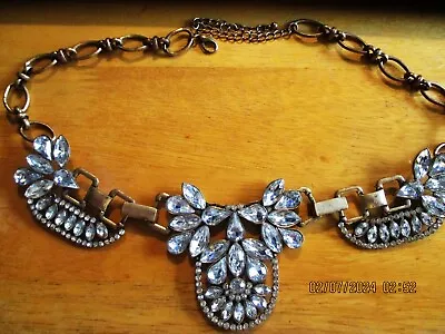 💖 J Crew Statement Necklace Stunning Rhinestone Cluster Bib Chunky Vintage  • $7.99